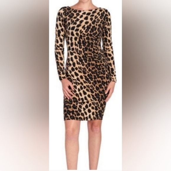 CARMEN MARC VALVO Leopard Print Bodycon Dress - Picture 1 of 5
